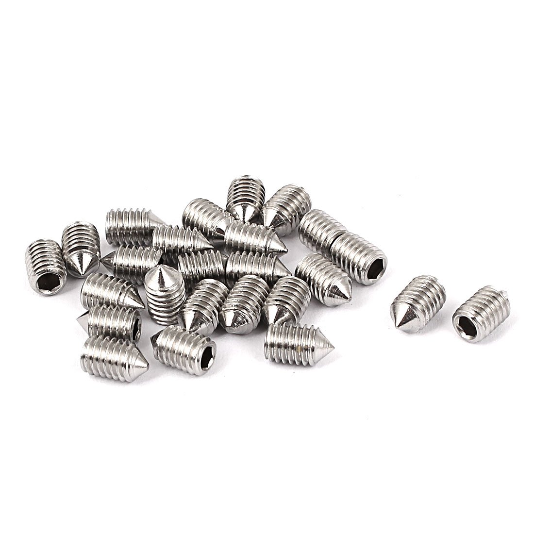 Uxcell Silver Sourcingmap M5 X 8Mm Cone Point Hex Socket Set Grub Screw Tone 25 Pcs