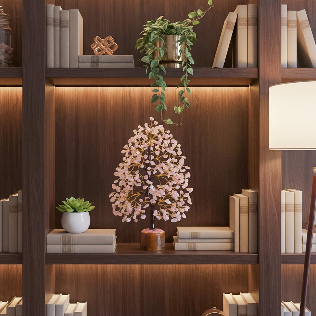 Árbol de piedras preciosas de cuarzo rosa Árbol de cristal para árbol de chakras hecho mano estatuilla de Feng Shui de dinero cristales curativos de Reiki de buena suerte decoración escultura regalo