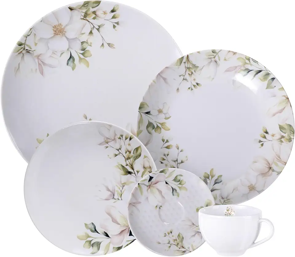 Aparelho de Jantar Tramontina Magnólia em Porcelana Decorada 20 Peças