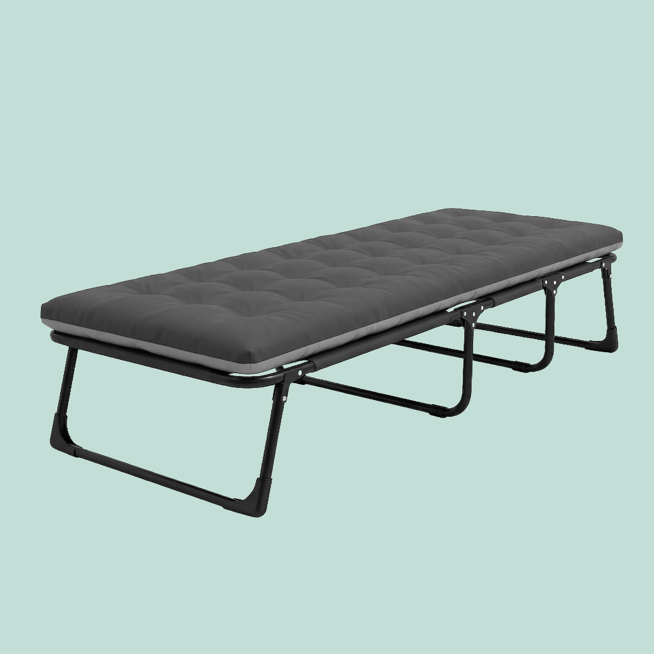 Relaxdays Letto Campeggio Pieghevole con Materasso, Cuscino nuca e Porta Smartphone, Max 250 kg, 26x190x72 cm, Grigio