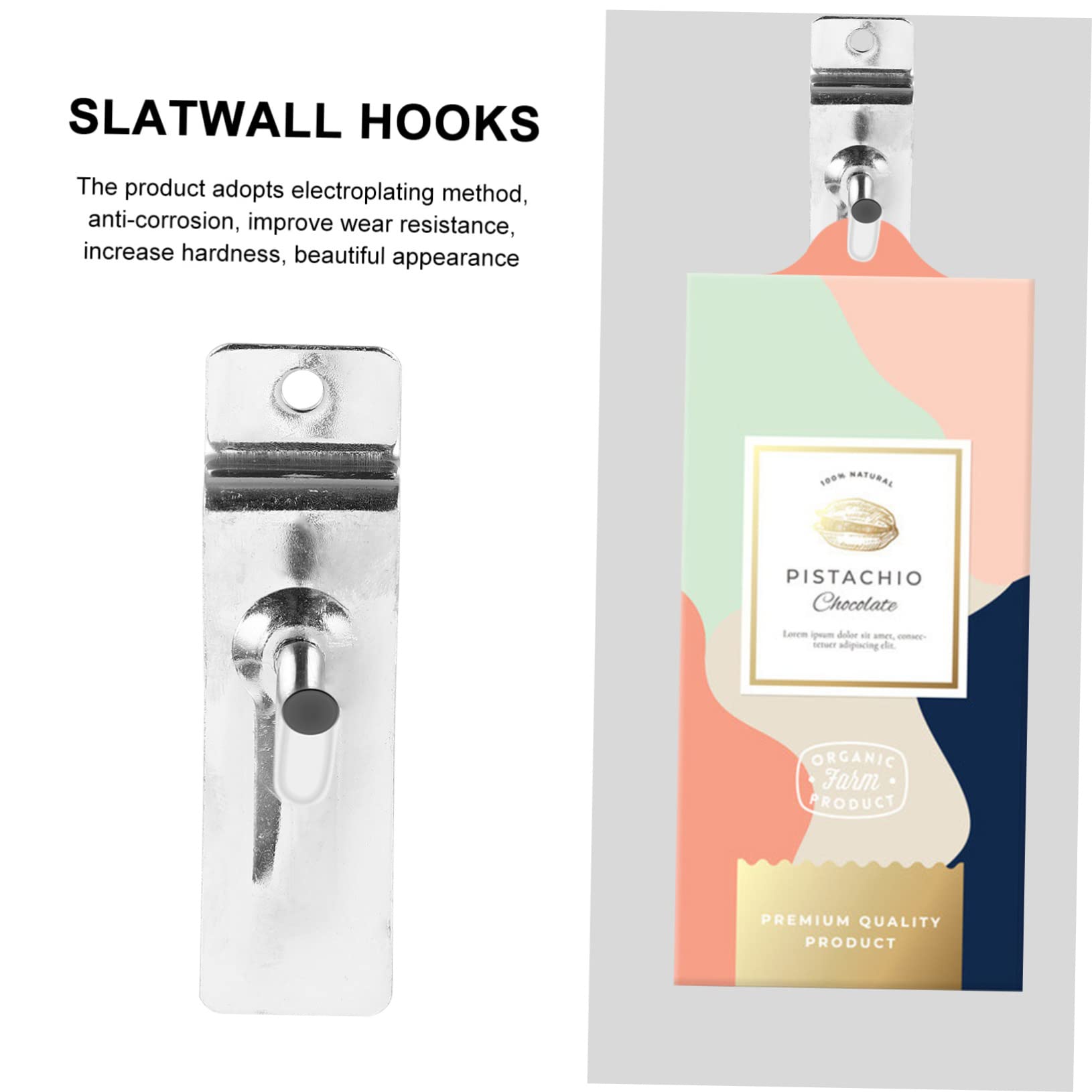 NAMOARLY 10 Single Prong Hooks Retail Store Display Hooks Slotted Wall Hangers Iron Construction