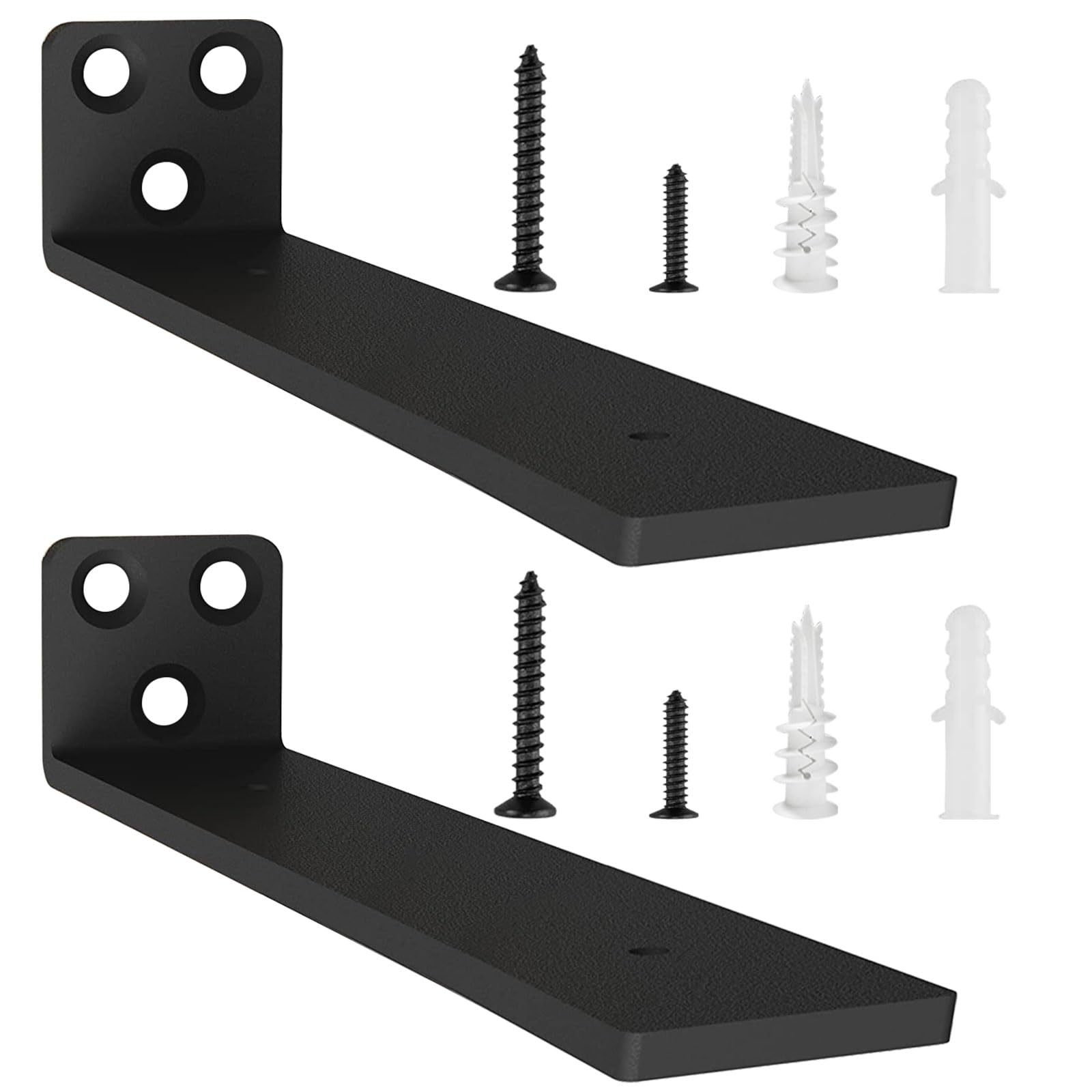 2 Pack Floating Shelf Brackets 8in, Heavy Duty Wall Mounted Shelf Brackets, L-Shaped Metal Shelf Support for Floating Shelves