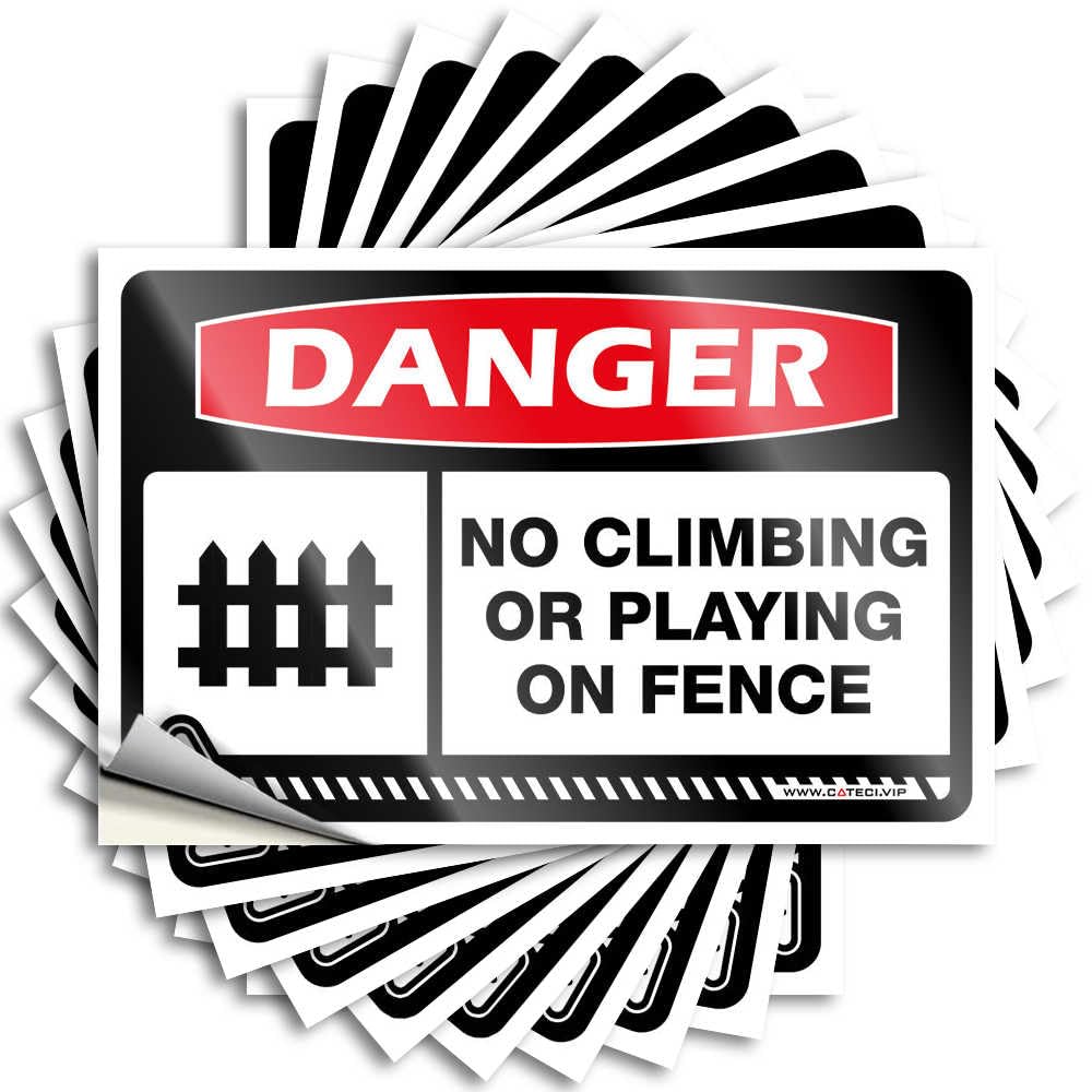 Danger No Climbing Or Playing On Fence New Tattoo | Tiki Decorations Waterproof Vinyl Bottle Fishing Removable Decal Peel Stick(12X18CM)