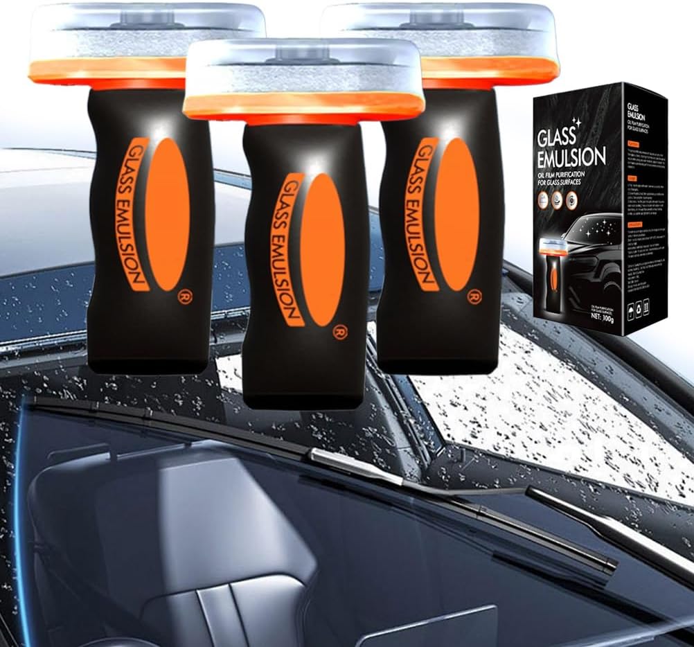 Glass Emulsion Oil Film Purification for Glasses Surfaces,2026 Handheld Oil-Film Remover,Glass Guard Window Cleaner,Glasses Cleaning Board for Auto & Household (3SETS)