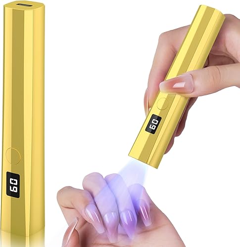 Lámpara de uñas UV de mano, luz UV brillante de 5 W para uñas de gel, lámpara LED portátil, mini secadora de uñas con pantalla LCD, luz de uñas USB