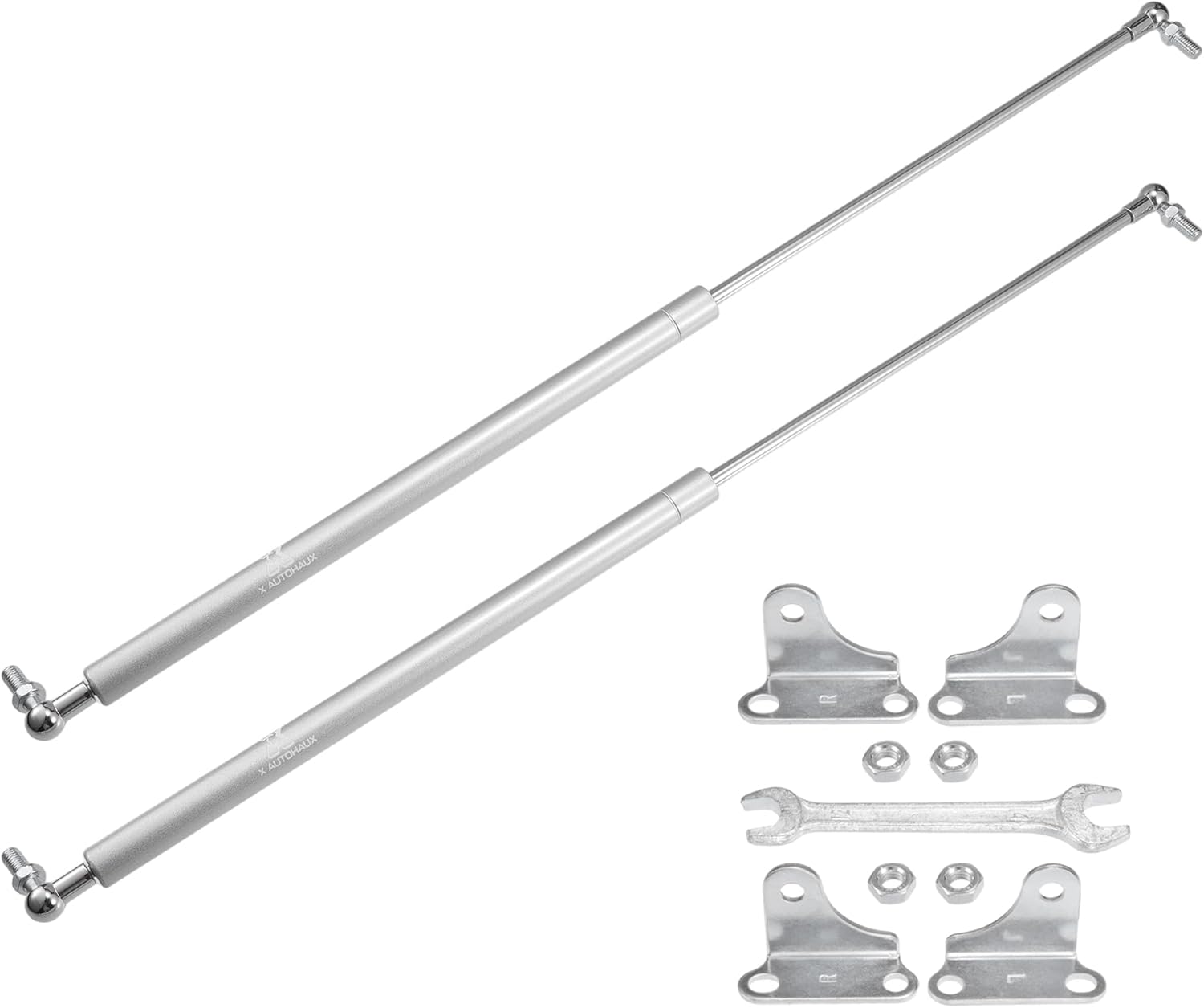 X AUTOHAUX 2 Pcs 25inch 80lb/356N Silver Tone Lift Supports Struts Shocks Gas Spring with Wrench Universal for RV Car Truck Boat