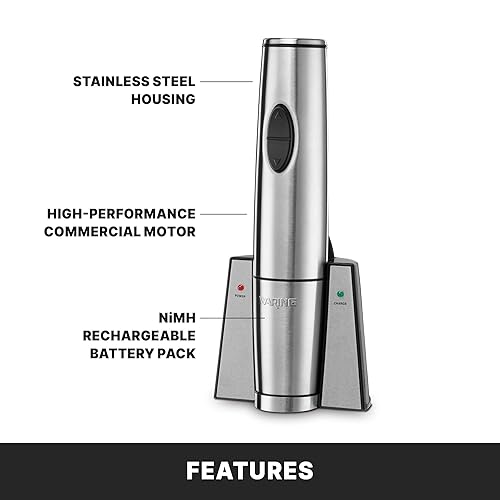 Miniatura 4 de Waring Commercial WWO120 - Abrebotellas de vino eléctrico portátil con estación de recarga