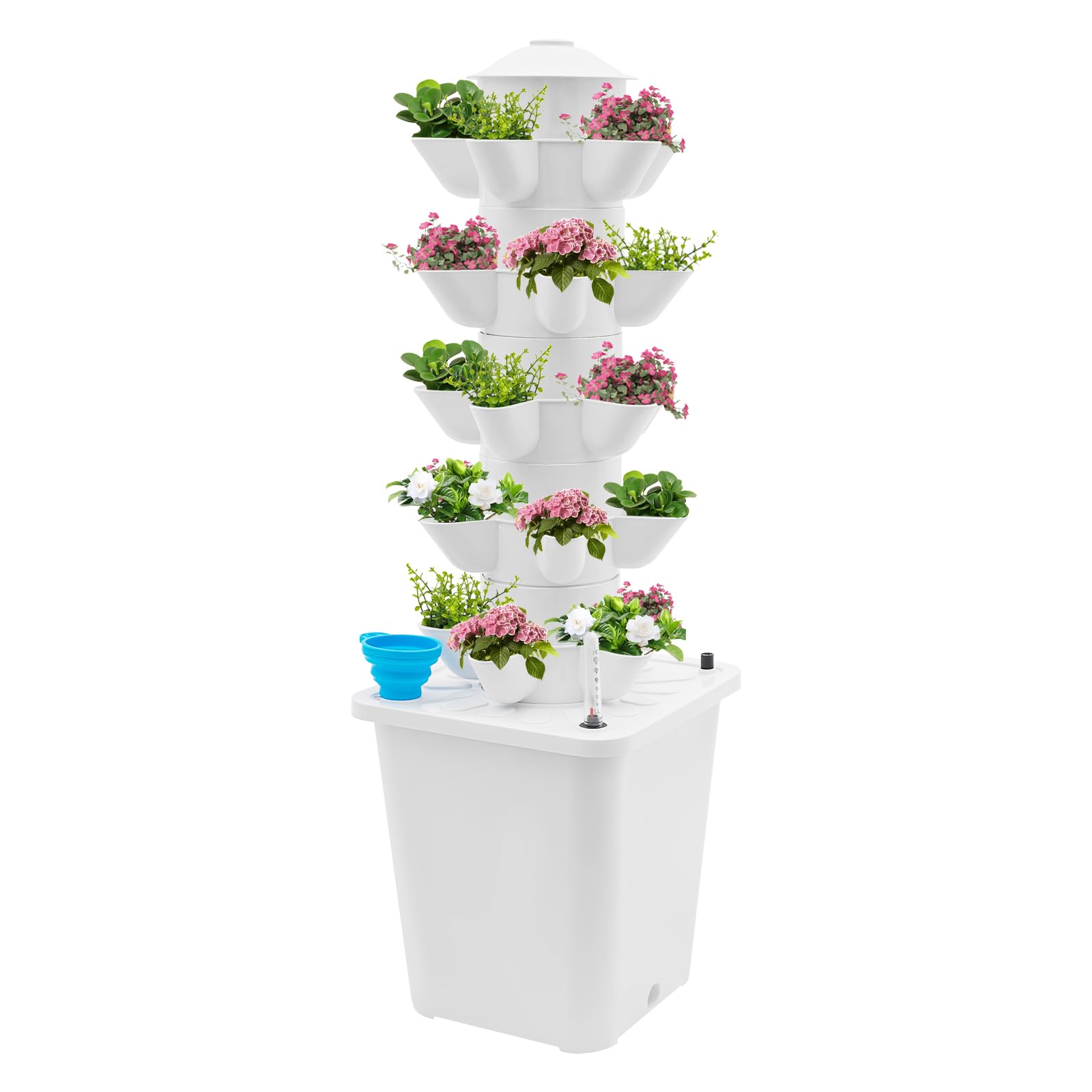 Liuwopa White Hydroponics Growing System, 25-Pods Indoor Hydroponic Tower, Plants Germination Kit With Pump System, Vertical Hydroponic System For Gardening Lover (White)