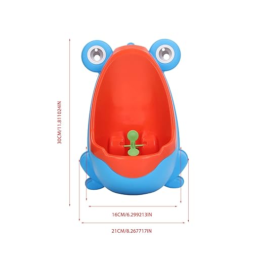 Miniatura 2 de Fafeicy Urinario para niños con 2 ventosas, de plástico montado en la pared, para entrenamiento de orinal, para niños pequeños (azul)