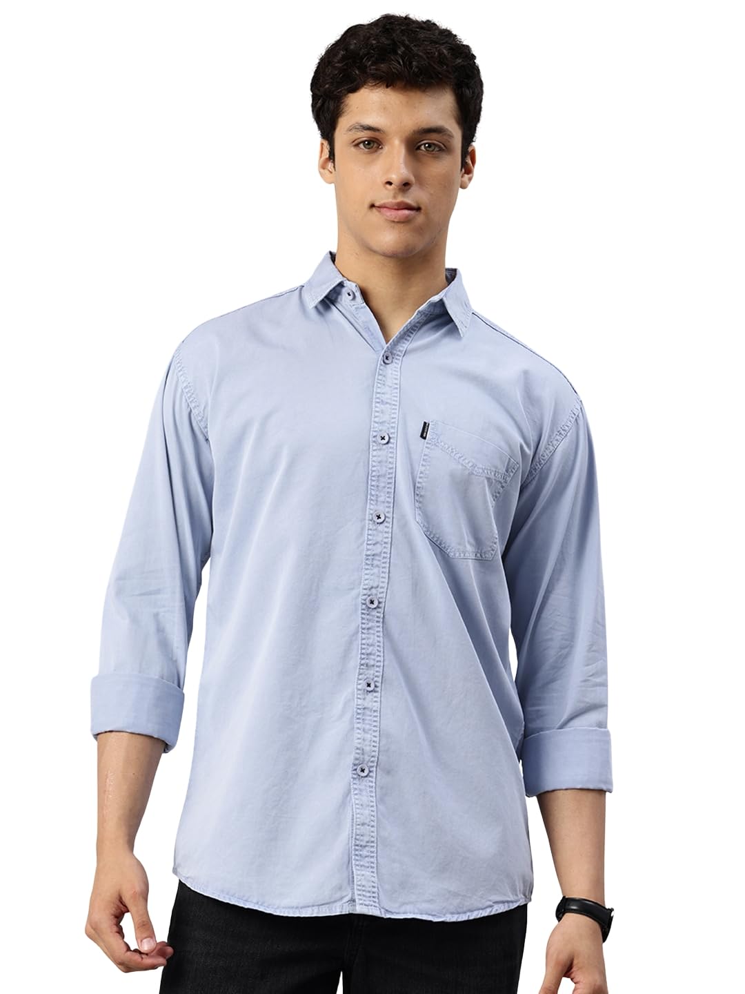 majestic man Men's Washed Cotton Twill Casual Shirt - Comfort | Pure Cotton | Slim Fit | Full Sleeve | Casual Wear-picture-12