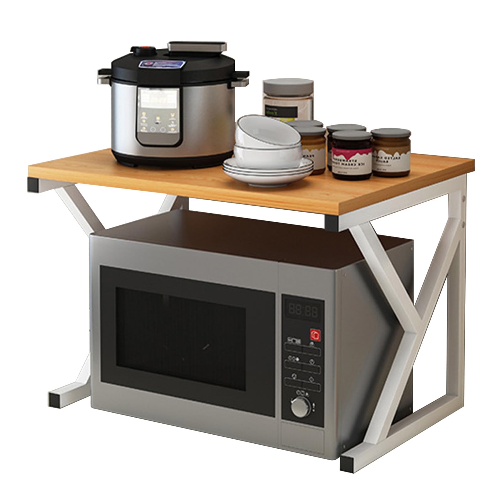 GTHTUHFD 2-Tier Microwave Shelf - Sturdy Countertop For Kitchen Dining & Living Room Ideal Stand For Microwave Oven & Kitchen Essentials Storage
