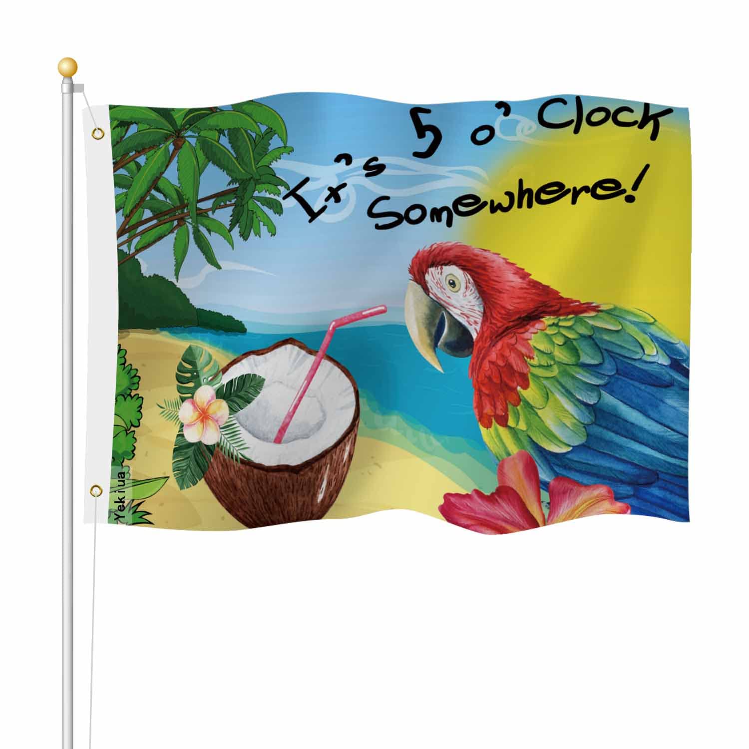 Gartenflagge 'Welcome Summer' Doppelseitig – Strandschildkröte & Papagei, 30,5x45,7 Cm, Wetterfest