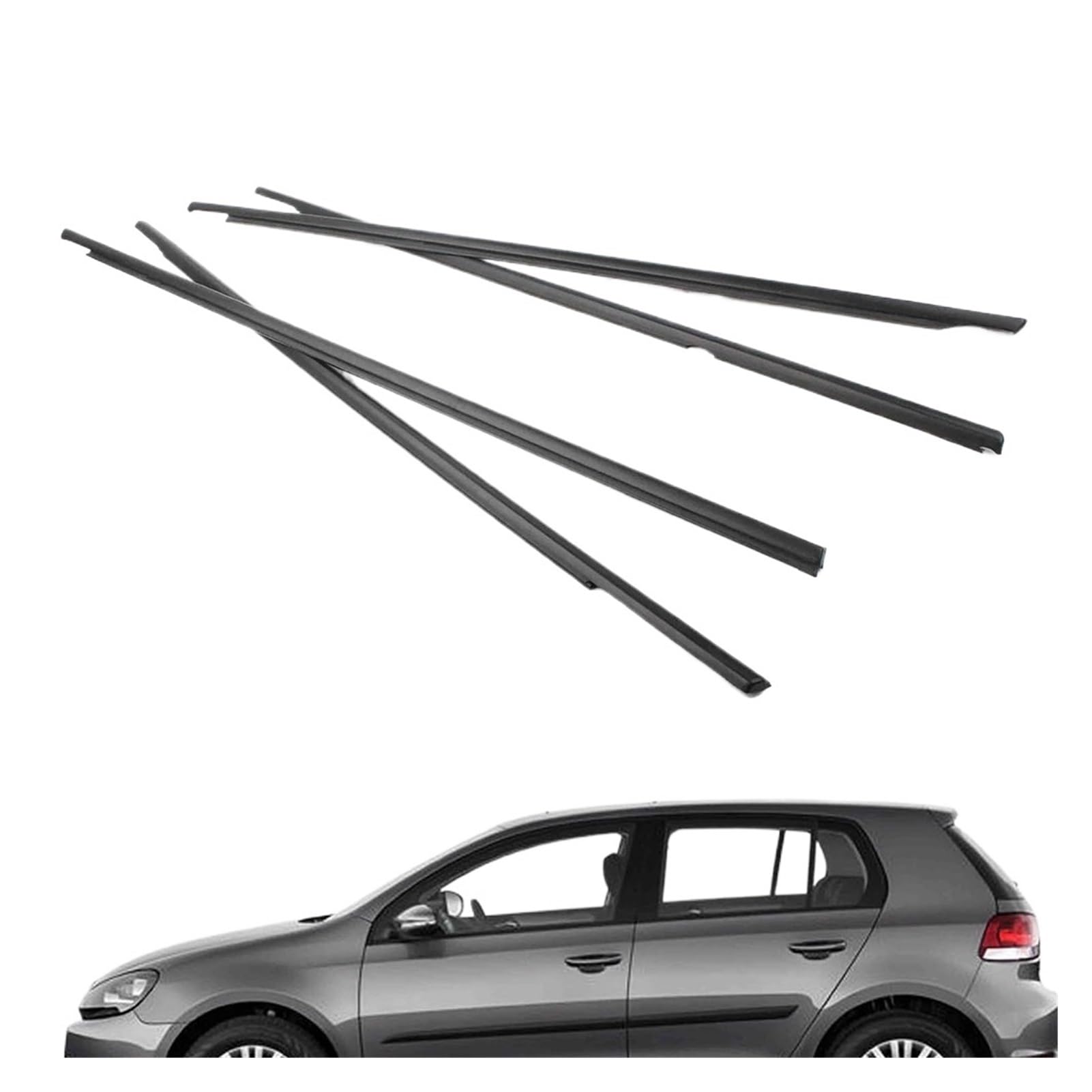 Ievjbputg One Color 4Pcs Car Weatherstrip Window Outside Moulding Trim Auto Door Seal Belt Compatible With Golf Mk6 2008-2012 & Mk7 2012-2019