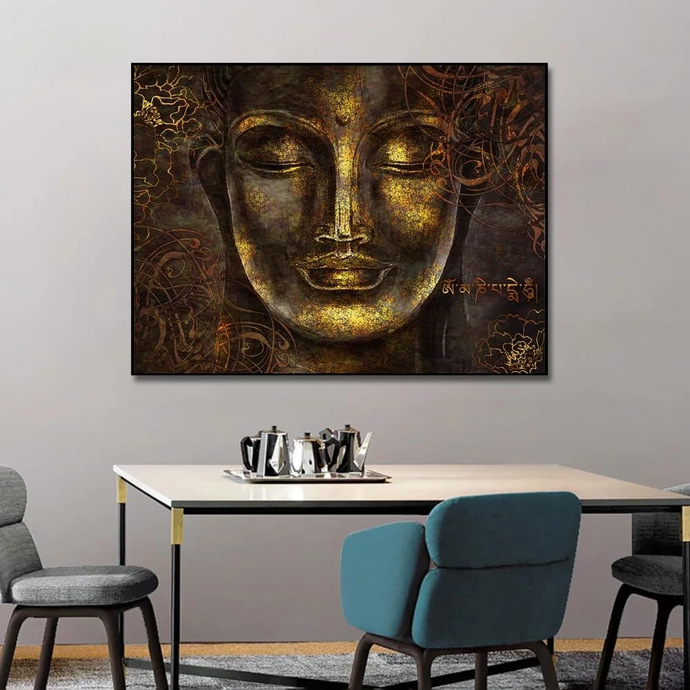 LMYSXAOZ Religious Serene Buddha Head Posters, Canvas Print Painting Wall Arts Decor Home Living Room Office interior Decoration(70x110cm/Frameless)