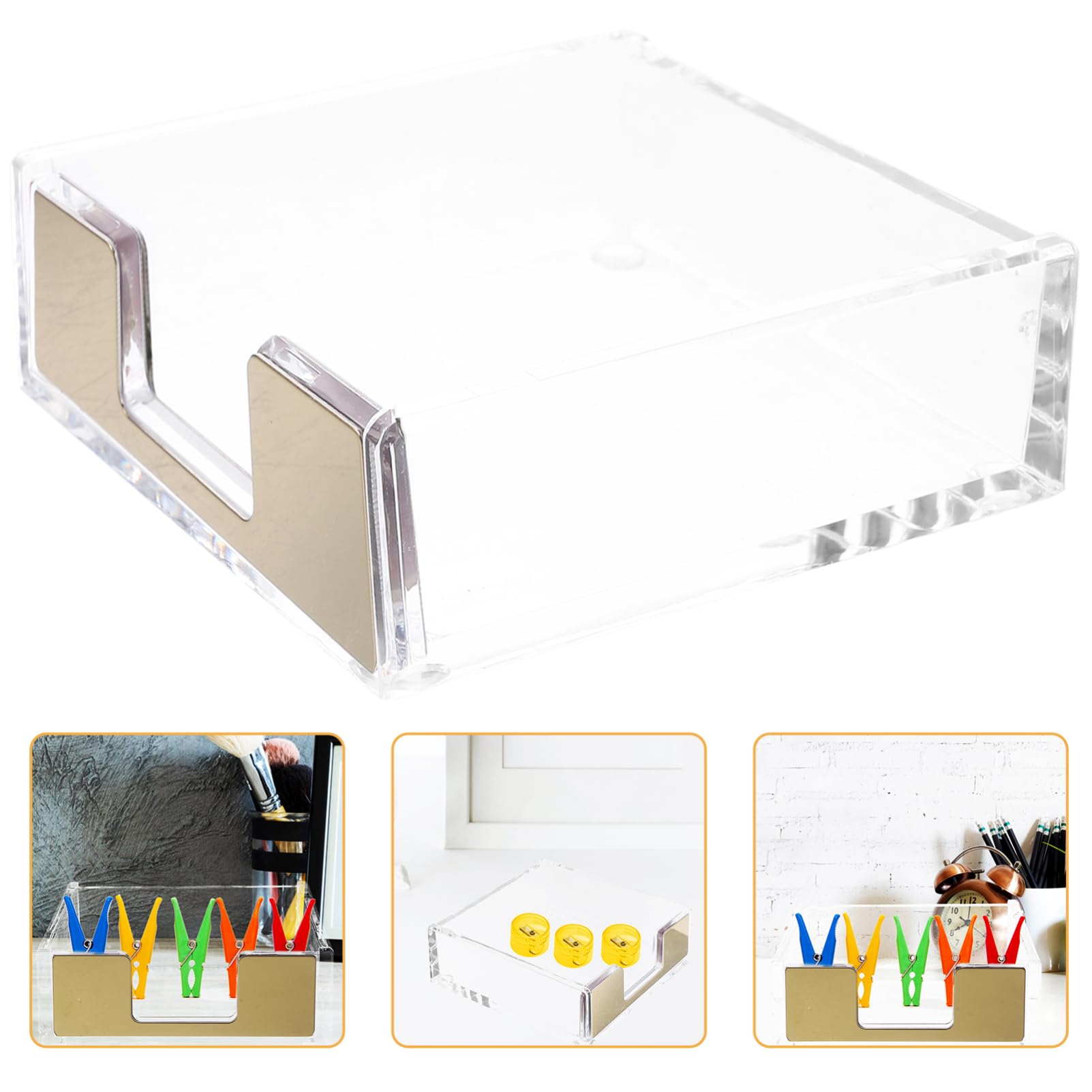 NUOBESTY 4 Pz contenitore per blocco note per ufficio padella contenitori scrivania organiser scrivania porta biglietti da visita per scrivania da donna accessori da scrivania in acrilico