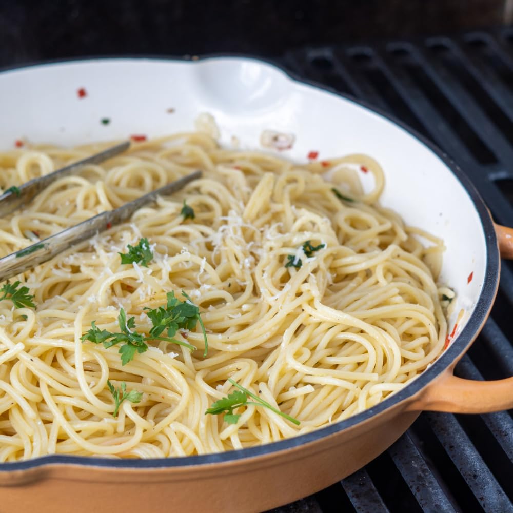 Mahlzeit Padella in Ghisa Smaltata, Ø 29 cm, Padella in Ghisa con Due Manici e Due Beccucci, Adatta per Induzione
