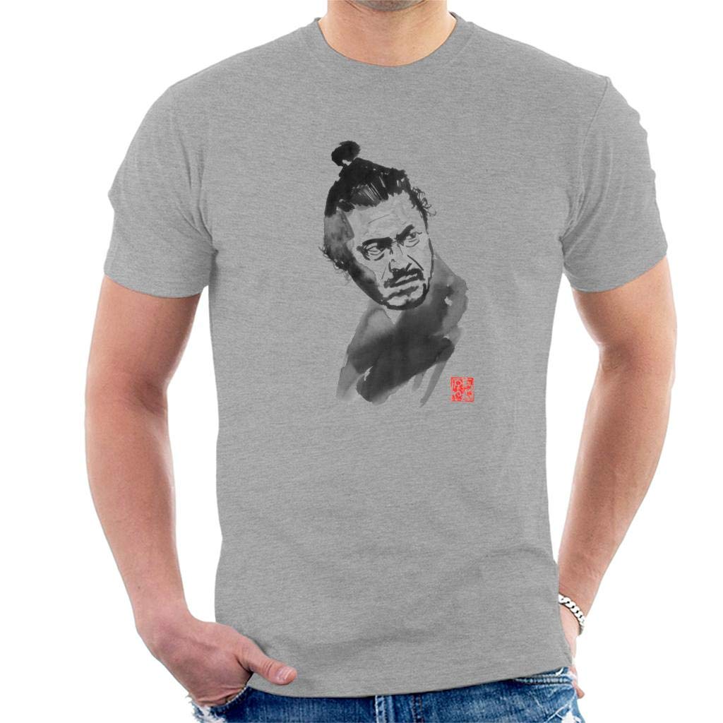 Toshiro Mifune Close Up Watercolour Men's T-Shirt Heather Grey