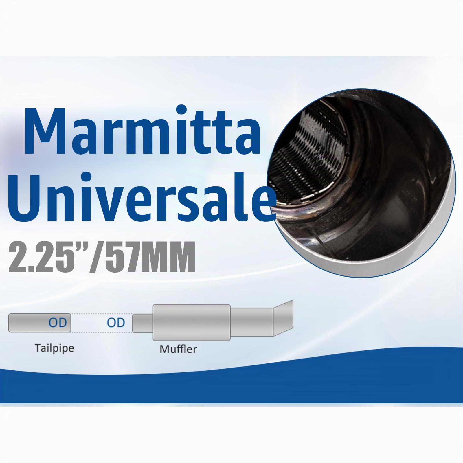 Silenziatore di Scarico Auto Doppia Uscita 2.25"/57mm - Marmitta Terminale Acciaio Inox per Diesel Resonatore Suono Turbo Lunghezza 53.5cm Universale per Sedan SUV Furgoni(Coda Curvata Argento)