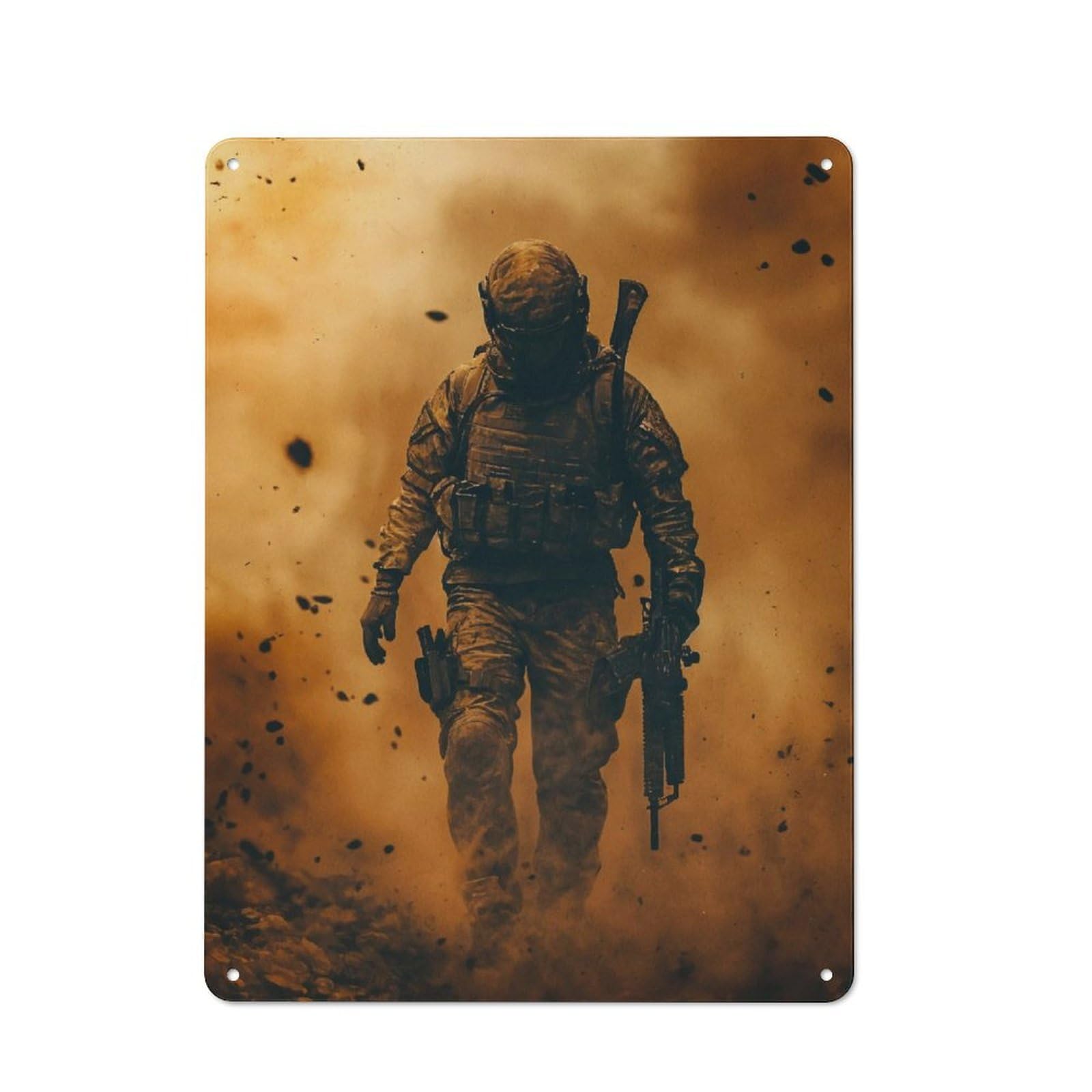 Junmoney Soldier In Dust Cloud Vintage Vintage Tin Sign 40X30cm, Cafe Wall Decor For Bakery, Diner, Cafe Or Family Room