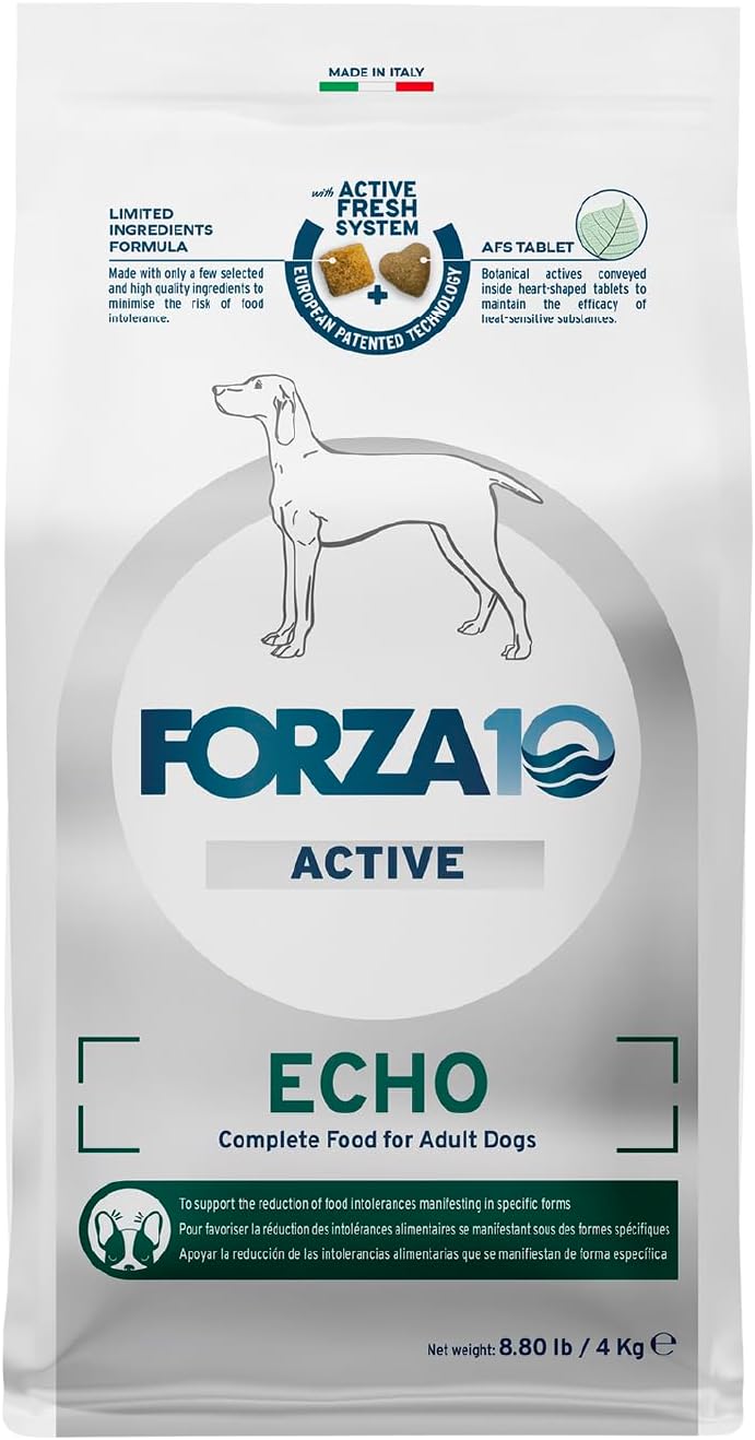Forza10 Active Echo Support Diet Dry Dog Food – Supports Ear Health & Food Sensitivities - Limited Ingredient Formula with Anchovies, Rose Hips & Tea Tree - Non-GMO & Grain-Free - 8.8 lb Bag