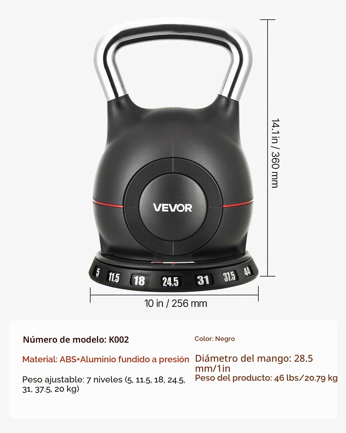 VEVOR Pesa rusa ajustable con 7 niveles de peso, aluminio fundido a presión y material ABS, para entrenamiento de fuerza de agarre, entrenamiento de cuerpo completo y entrenamiento cruzado