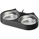 Pet Food Splitter with Stainless Steel Bowls, Automatic Cat Feeder Bowls for Two Cats or Dogs, Suitable for PETLIBRO Automatic Cat Feeder PLAF005, PLAF006, PLAF103, PLAF203 Black