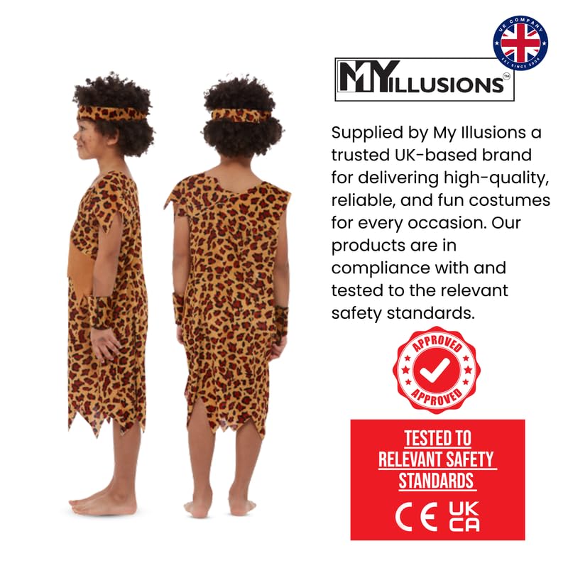My Illusions Boys Caveboy Prehistoric Stone Age Fancy Dress Kids Book Day Halloween Costume (XL 12-14 Years) - Image 4