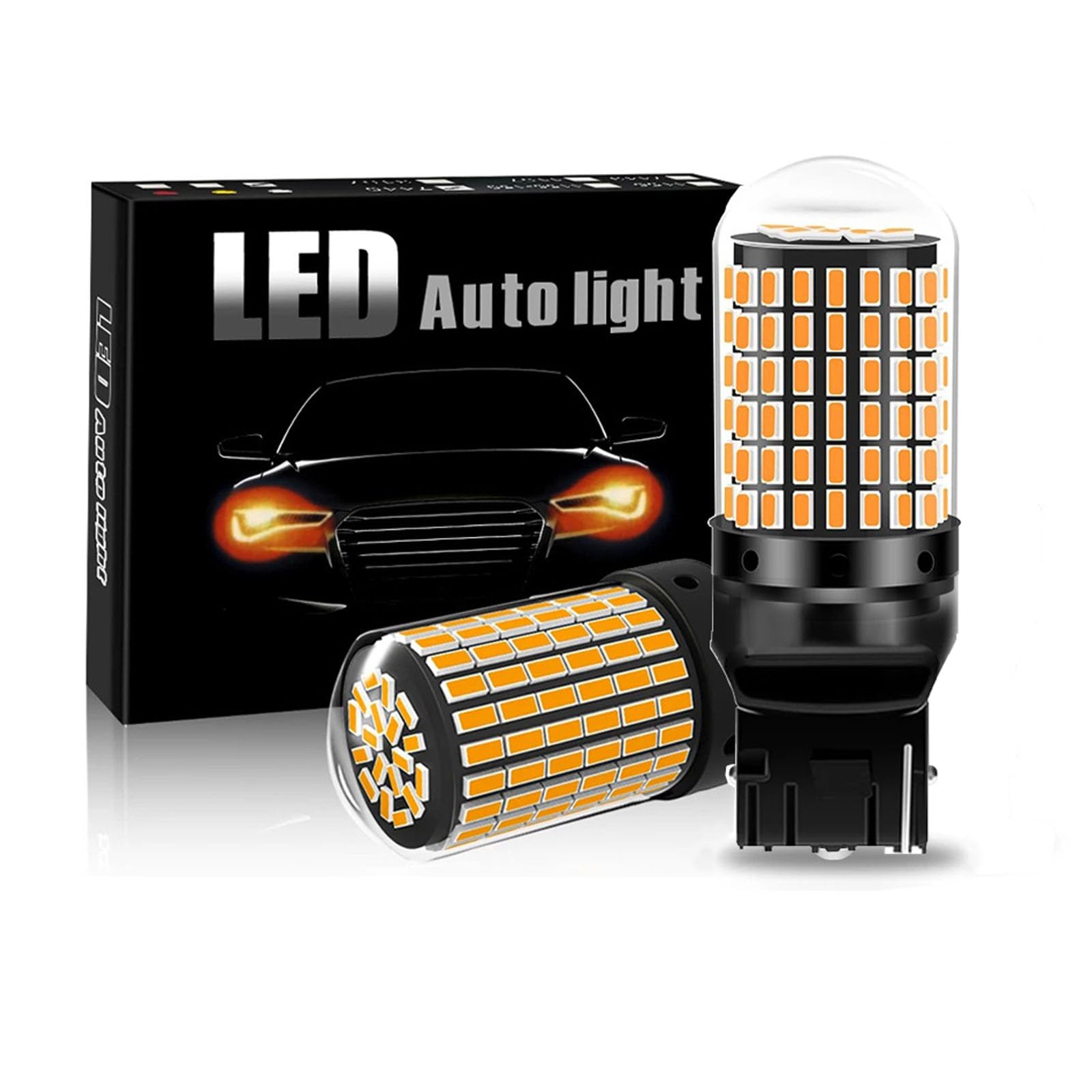 Z-oneMart 7440 LED Bulbs Turn Signal Lights Amber Yellow 7441 7440NA T20 W21W WY21W Front Rear Turn Signal Bulb with Projector Replacement for Car, Truck, SUV, Motorcycle AC10-24V(2PCS)