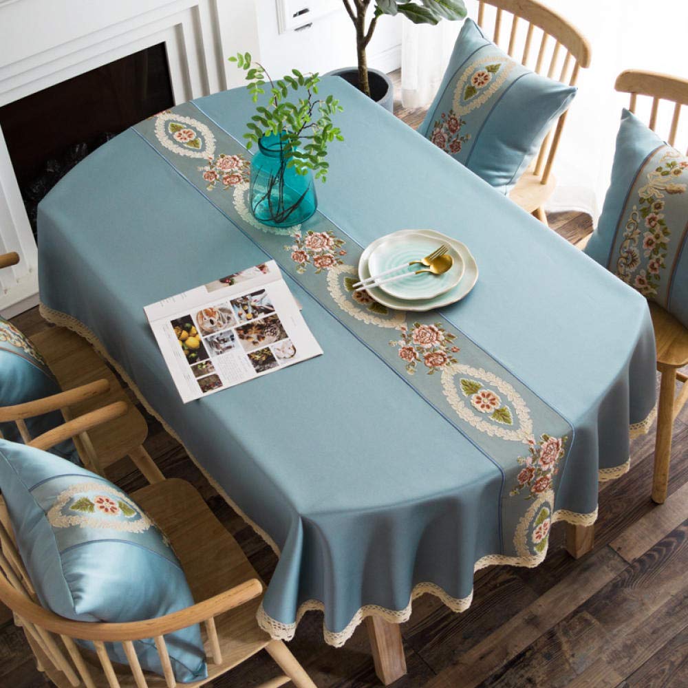 Nappe de fête durable bleue 126x170 anti-tache pour décoration