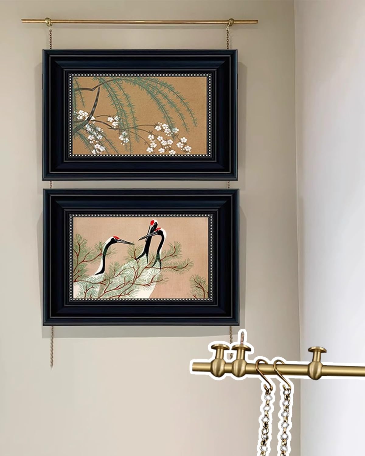 Générique Kit de Suspension pour cimaise en Laiton – Rail d'affichage Photo de 51,1 Pouces avec moulure et Support pour galerie d'art, idéal pour Les œuvres encadrées et Les expositions en galerie.