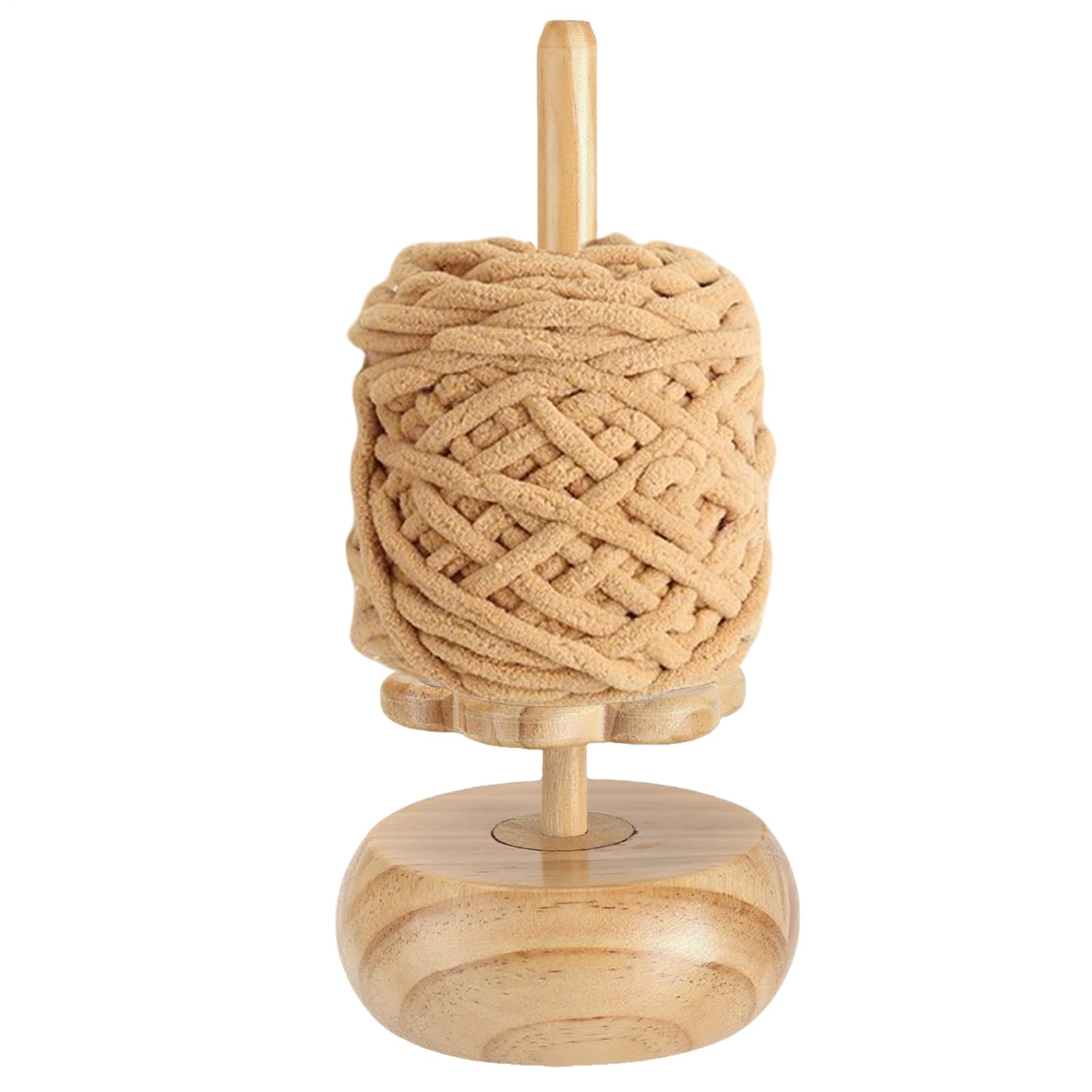 Soporte de ganchillo giratorio que evita enredos, organizador de madera para manualidades