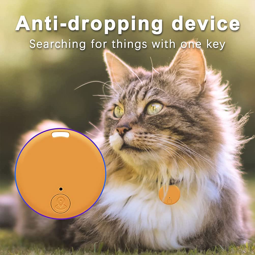 Rastreo GPS portátil Bluetooth 5.0 Rastreo de llave móvil con anillo de tracción, dispositivo inteligente antipérdida Localizador de mascotas para mascotas Gatos Perros Llave de billetera,Naranja
