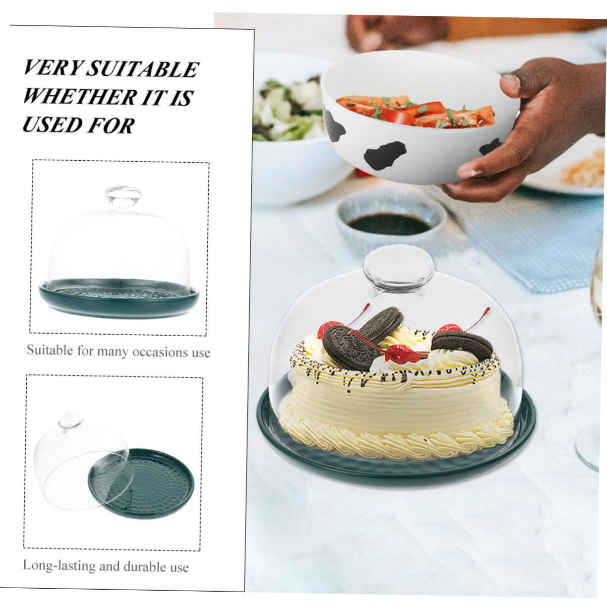 Mikinona Bandeja de Postres 1 Juego de Vidrio Verde para Servir y Exponer | Fruta, Snacks, Chocolate y Galletas, para Merienda Familiar y Fiestas, Estilo Único y Elegante