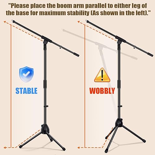 Miniatura 6 de Soporte de micrófono trípode brazo brazo podio estudio soporte de micrófono altura ajustable 75 pulgadas, extiende el brazo a 27 pulgadas, viene con