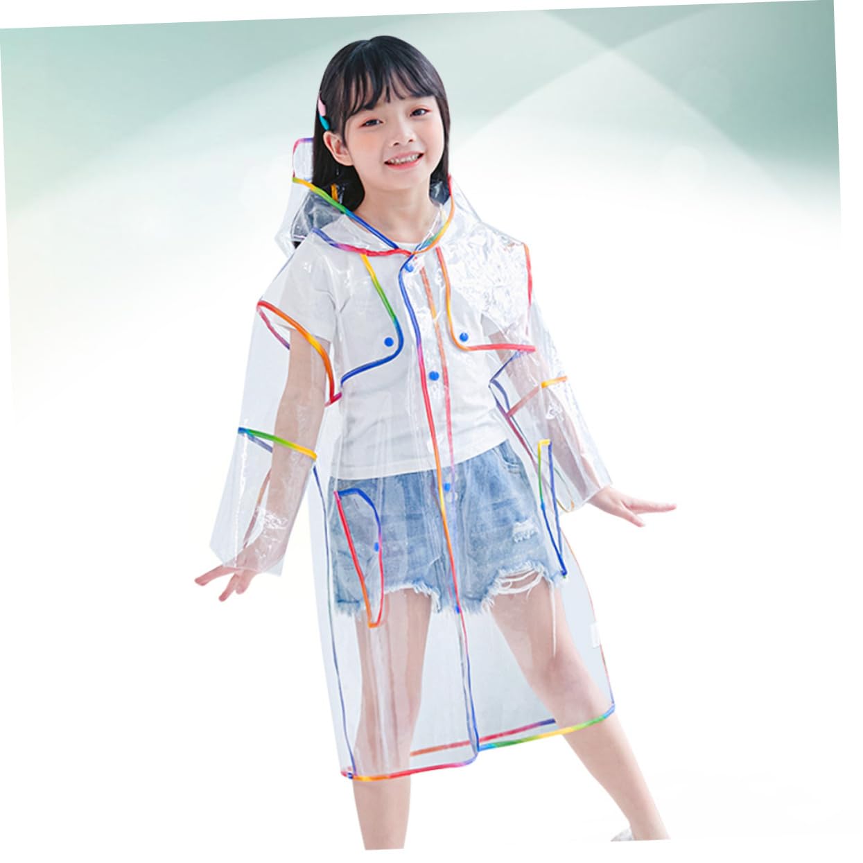 BESPORTBLE impermeabile trasparente chiaro poncho vello cappotti copertina cagoule cappe impermeabili hood kiddikutter impermeabile portatile impermeabile per con cappuccio Colorful