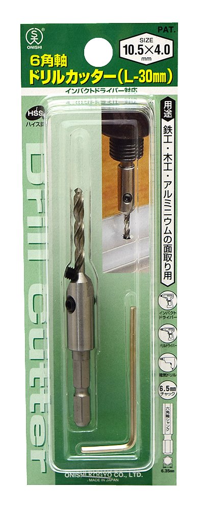 (未使用･未開封品)大西工業 6角軸ドリルカッター(NO.23) 10.5×4.0(Lmm30) 10.5 (金属・金工) Amazon.co.jp: 大西工業 6角軸ドリルカッター(NO.23) 10.5×4.0(Lmm30