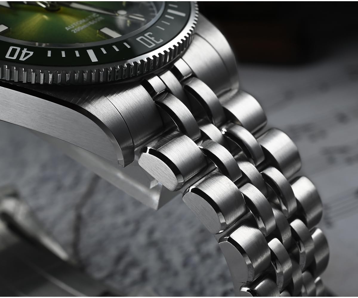 Orologio da immersione automatico San Martin, quadrante verde, acciaio inossidabile 316L, cassa 37,5 mm, movimento 9015 resistente all'acqua 200 m, modello SN0148-GX
