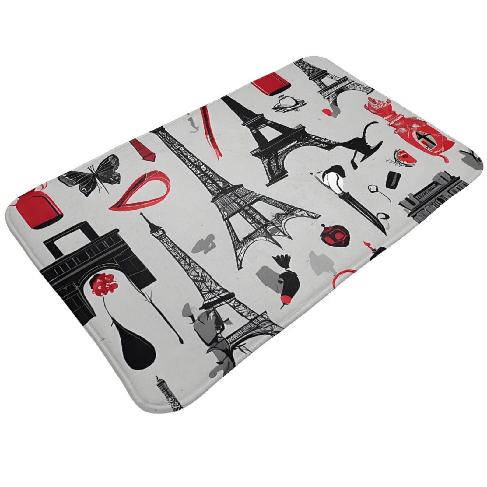 French Fashion Model Ferrets Print Living Room Bathroom Kitchen Anti Slip and Absorbent Carpet, Indoor Entrance Door Muddy Floor Mat, Ultra Soft Washable Carpet 21x31.5 Inches