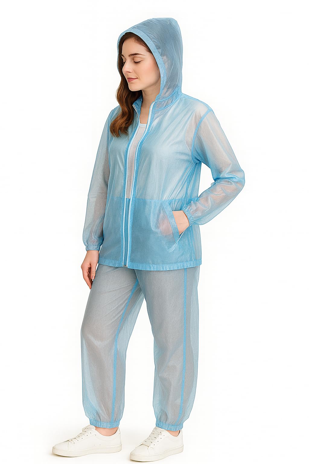 Rain coat for women, Hooded Jacket and Pants Set