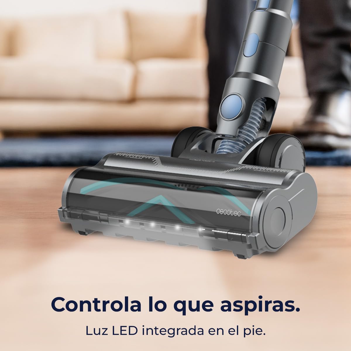 Cecotec Aspiradora Escoba sin Cable 60kPa-400W-120AW-60mins de Autonomía en Modo Eco - Conga Rockstar RS50 X-Treme. Motor de 400W, Tubo Rígido y Cepillo Mixto XL, Limpia hasta 130m2