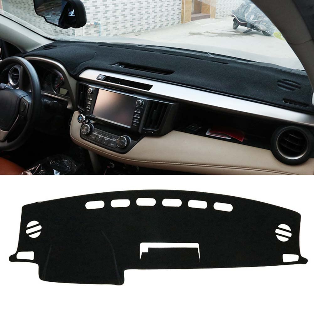 Auto Armaturenbrett Abdeckung Abdeckmatte für Toyota RAV4 XA40 2013 2014 2015 2016 2017 2018 Anti-Rutsch Armaturenbrett Matten Pad Sonnenschutz Interior Zubehör,Black Edge-Flannel