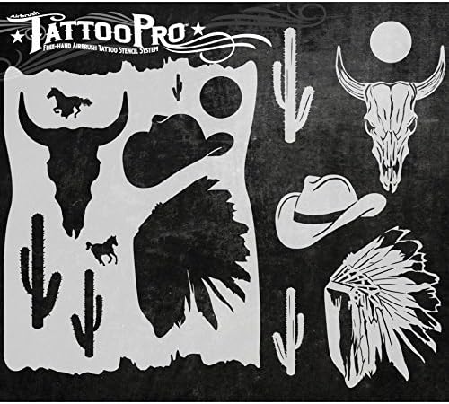Airbrush TATTOO PROStencil (Wild West)