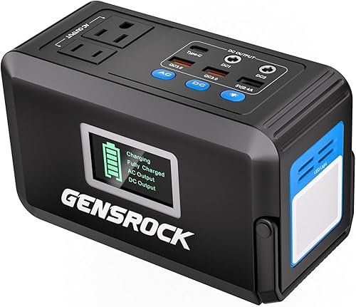 GENSROCK Estación de energía portátil de 120 W (pico de 220 W), generador solar de campamento de 88 Wh, banco de energía de batería de litio con 2