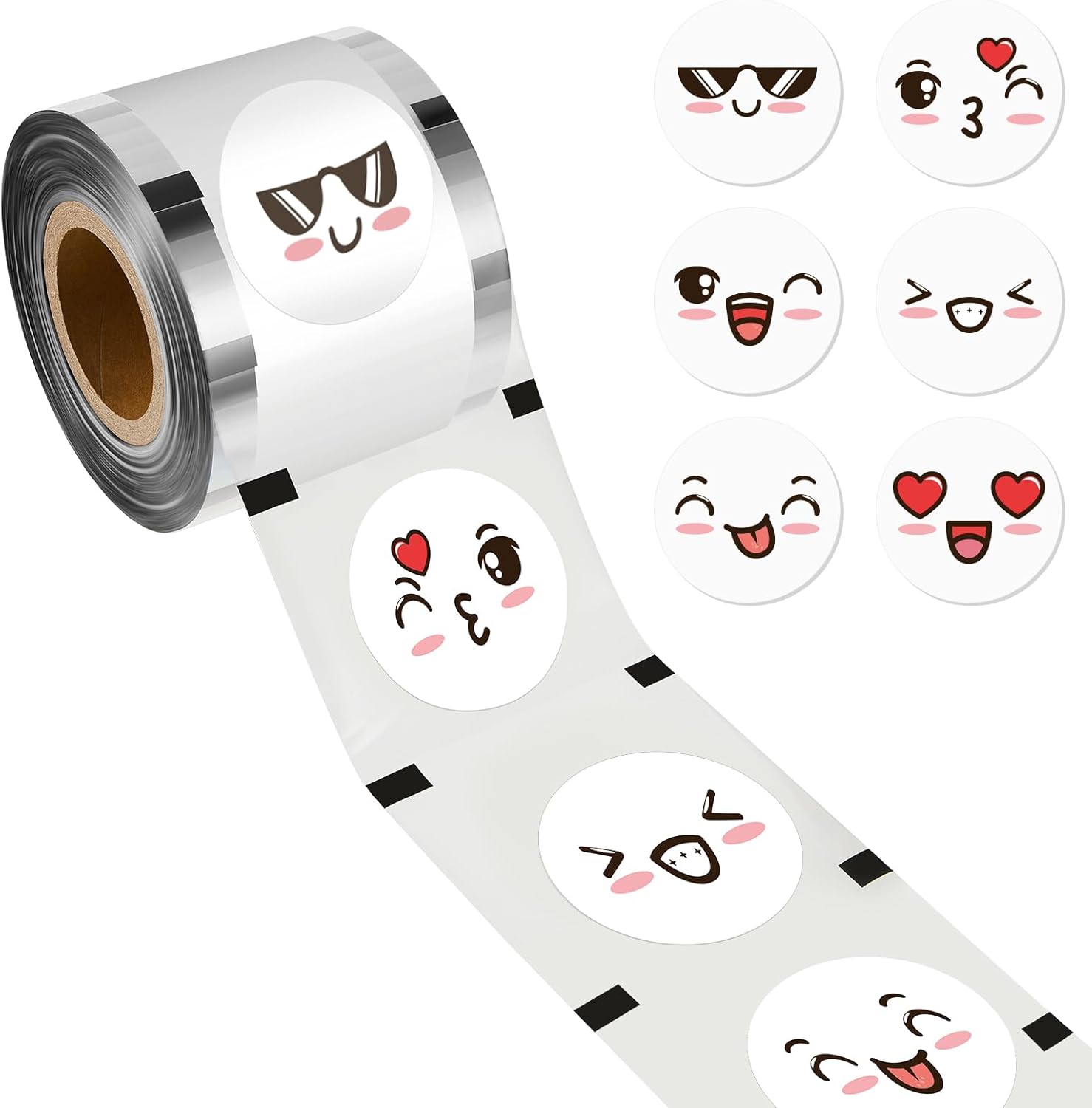 Henoyso 1 Roll Cup Sealer Film for Sealing Machine 90-105 mm 3200 Cups Bubble Tea Sealer Film for 16 oz PP Plastic Cups for Coffee Juice Soda Cafes Restaurants(Mixed Color,Face Expressions Style)