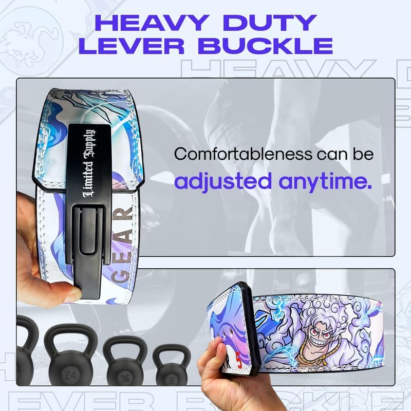 Miniatura 3 de Cinturón de palanca de anime, cinturón de levantamiento de pesas, resistente para levantamiento de pesas, cinturón de gimnasio para levantamiento de