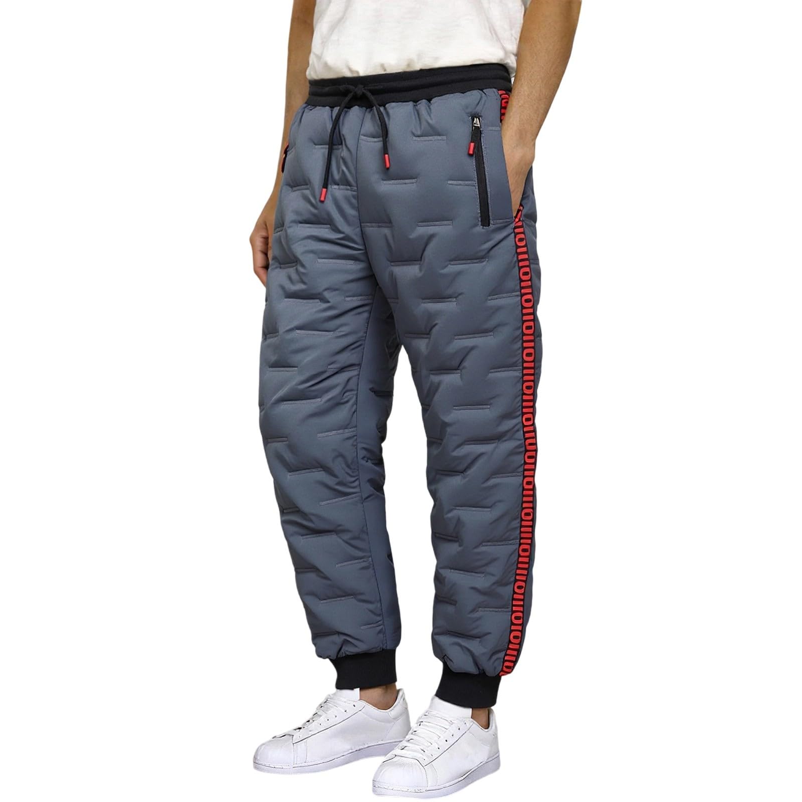 Pantaloni da jogging da uomo, caldi, da neve, imbottiti, in pile, da trekking, da sci, per il tempo libero, da allenamento