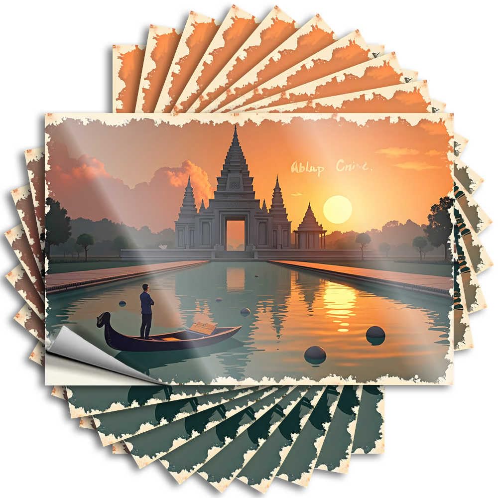 Quote Affirmation, Western Garage Man in Gondola Admiring Sunset Temple Reflections | Home Decor Men(8X12CM)