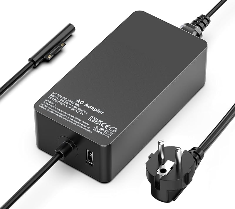 BIUBOTY Surface 44W töltőkábel Microsoft Pro/Laptop/Go/Book kompatibilis USB porttal