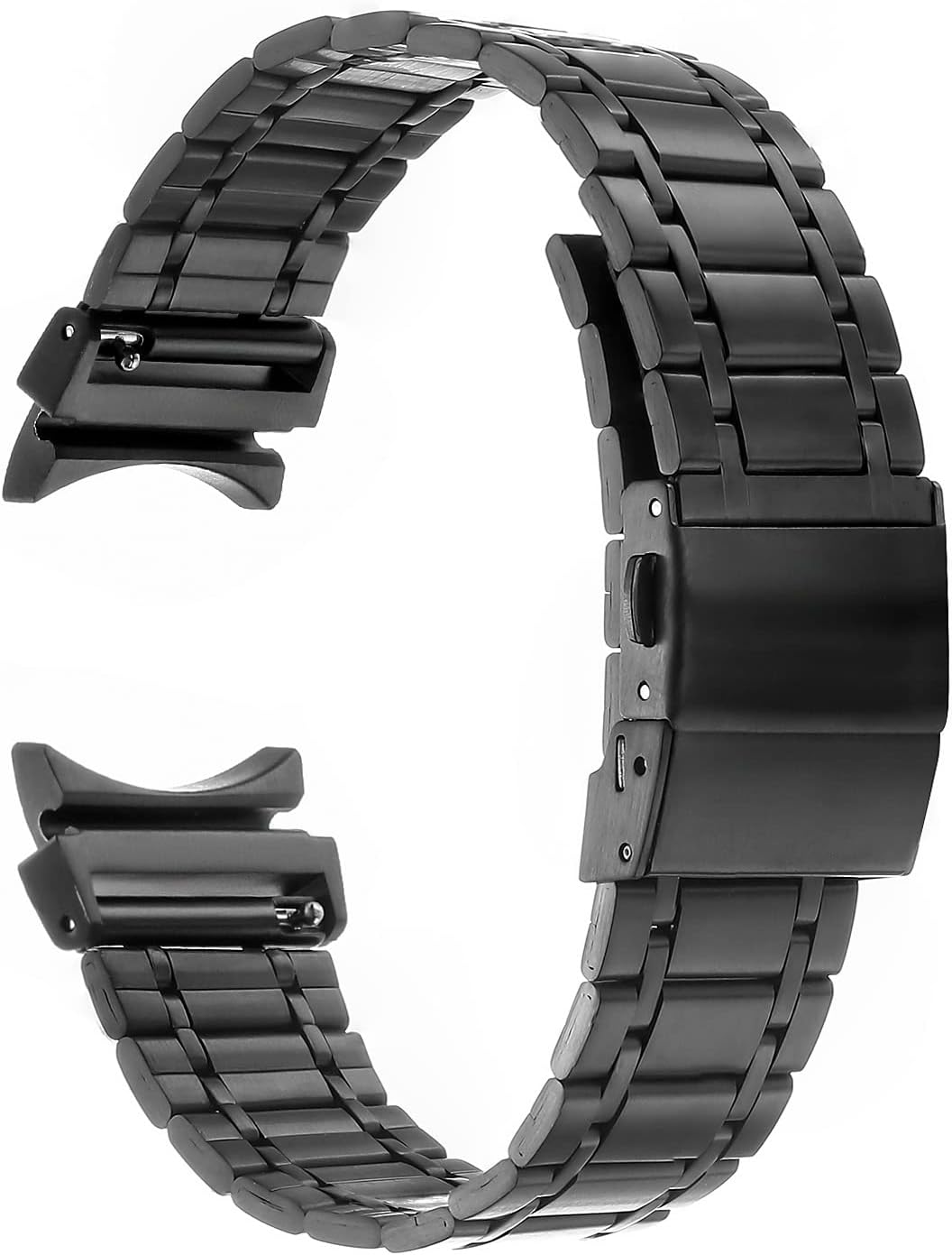 PBCODEBlack No Gap Metal Watch Bands for Men 20mm Adjustable Strap Replacement Band for Women Men