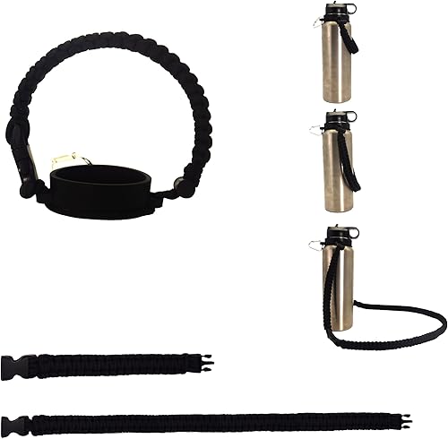 BAMXSXBO Correa de hombro con mango de paracaídas para botellas de agua de boca ancha de 12 a 64 onzas, tres tipos de correa de botella de agua para